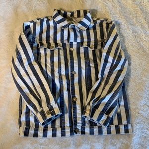 MANGO Stripped Denim Jacket